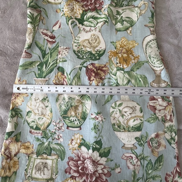 VIRGO Vintage Floral Safari Animal Print Sleeveless Linen Blend Dress Size 14P - Picture 12 of 13